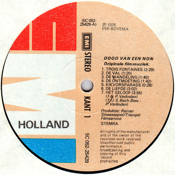 Pieter Verlinden : Dood Van Een Non (Originele Filmmuziek) (LP, Album)