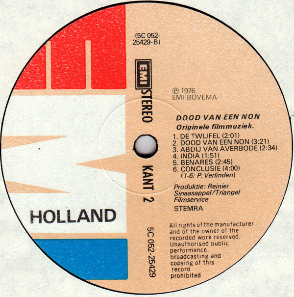 Pieter Verlinden : Dood Van Een Non (Originele Filmmuziek) (LP, Album)