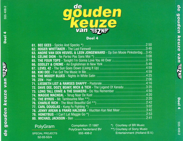 Various : De Gouden Keuze Van BZN - Deel 4 (CD, Comp)