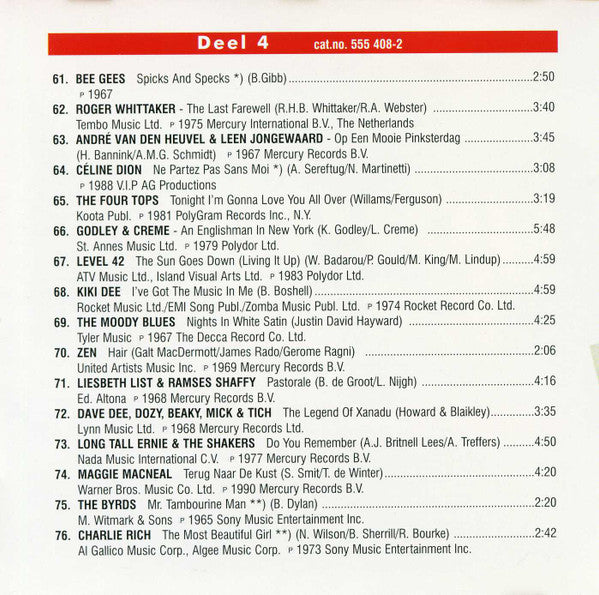 Various : De Gouden Keuze Van BZN - Deel 4 (CD, Comp)