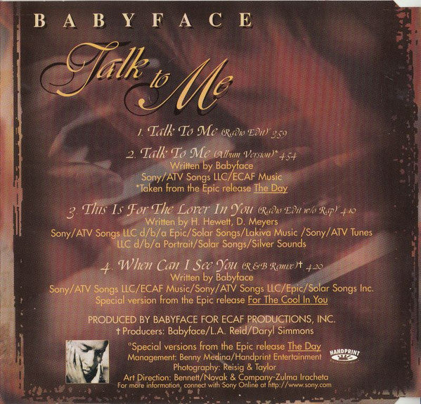 Babyface : Talk To Me (CD, Maxi)