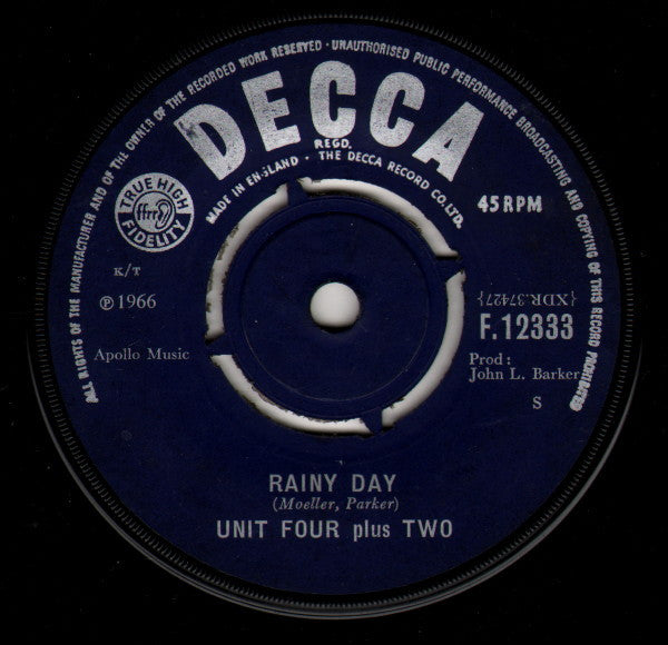 Unit Four Plus Two : Baby Never Say Goodbye (7", Single)