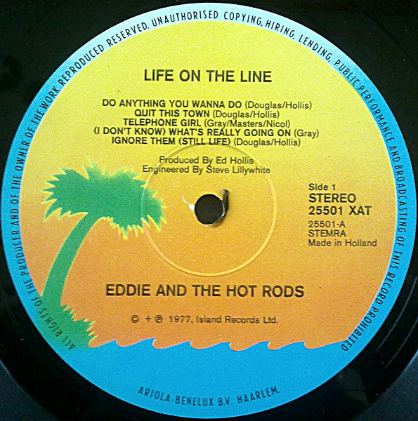 Eddie And The Hot Rods : Life On The Line (LP, Album, Gat)