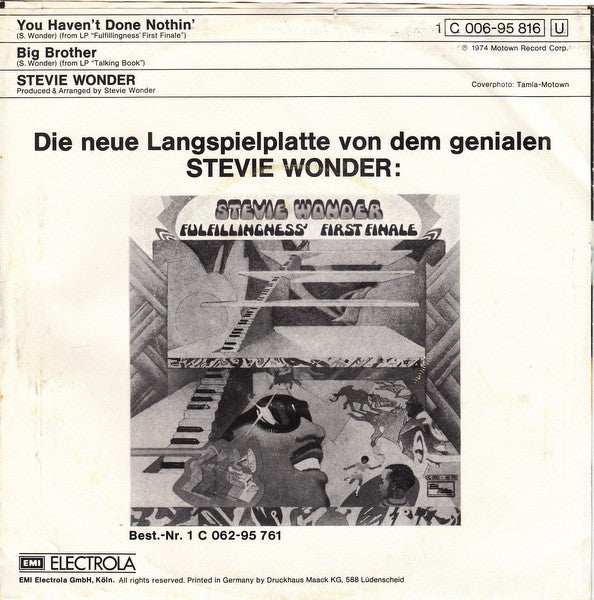 Stevie Wonder : You Haven't Done Nothin' (7", Single)