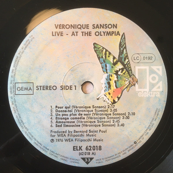 Véronique Sanson : Live At The Olympia (2xLP)