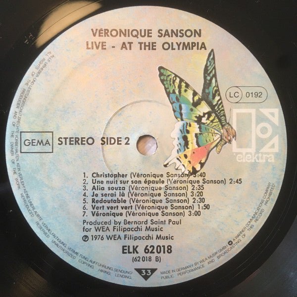 Véronique Sanson : Live At The Olympia (2xLP)