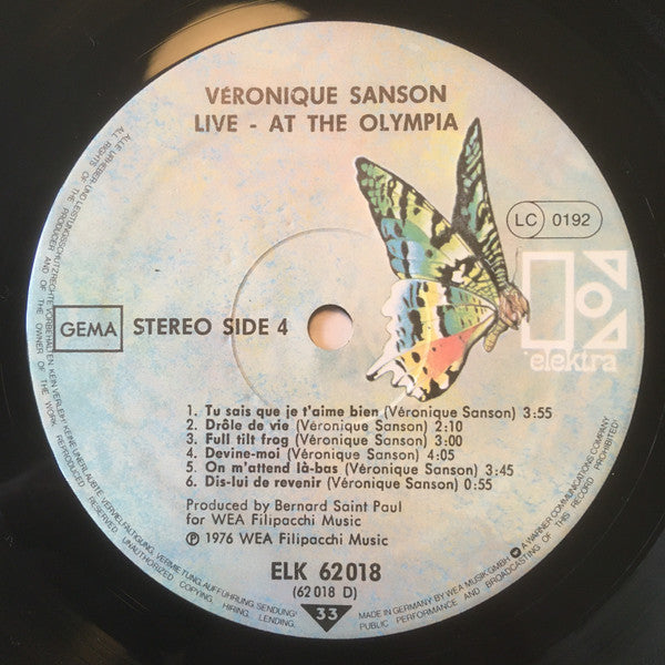 Véronique Sanson : Live At The Olympia (2xLP)