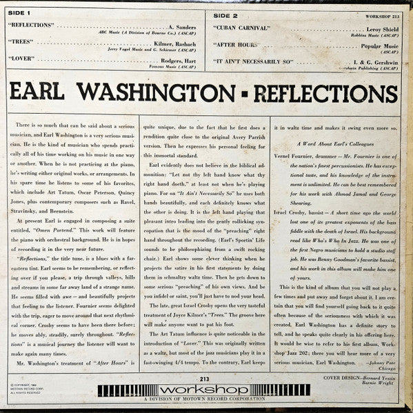 Earl Washington : Reflections (LP, Album, Mono, Ind)
