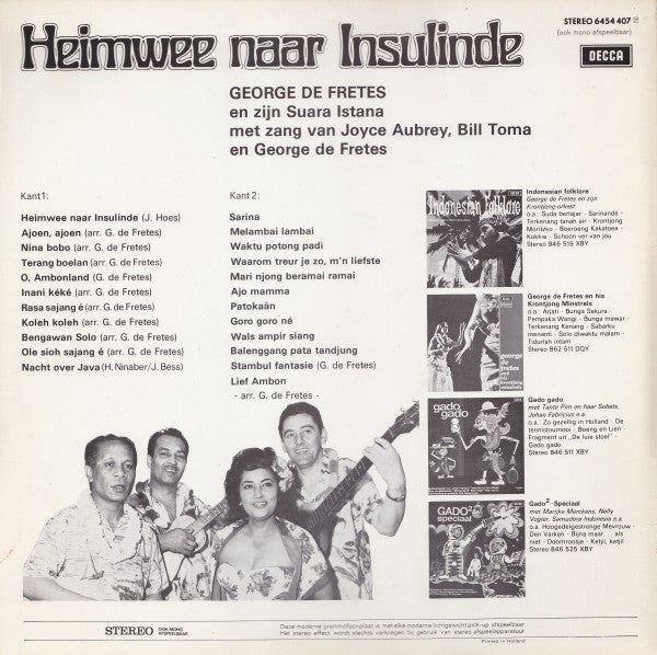 George de Fretes En Zijn Suara Istana : Heimwee Naar Insulinde (LP, Album, RE)