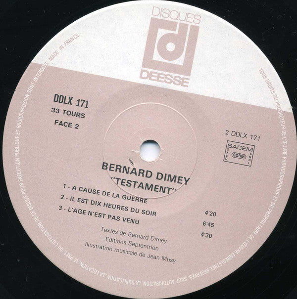 Bernard Dimey : Testament (LP)