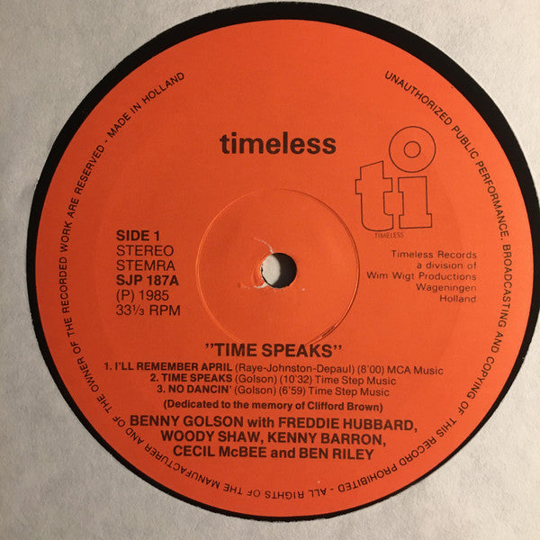 Benny Golson / Freddie Hubbard / Woody Shaw / Kenny Barron / Cecil McBee / Ben Riley : Time Speaks (LP, Album)