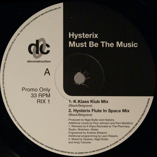 Hysterix : Must Be The Music (12", Promo)