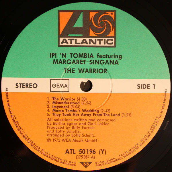 Ipi-Tombi Featuring Margaret Singana : The Warrior (LP, Album, Gat)