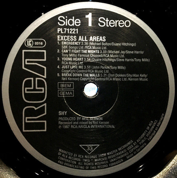 Shy (5) : Excess All Areas (LP, Album)