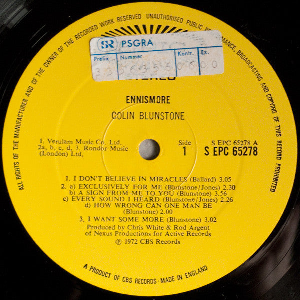 Colin Blunstone : Ennismore (LP, Album, Tex)