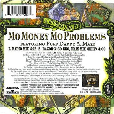 Notorious B.I.G. Featuring Puff Daddy & Mase : Mo Money Mo Problems (CD, Single, Car)
