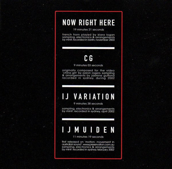 Minit : Now Right Here (CD, Album)