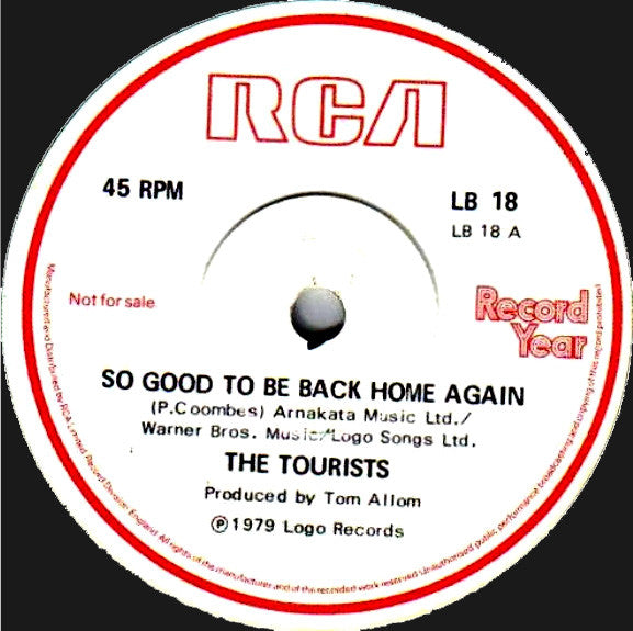 The Tourists : So Good To Be Back Home Again (7", Single, Promo)
