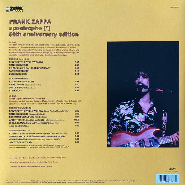 Frank Zappa : Apostrophe (') (LP, Album, RE, RM, Whi + LP, Whi + 7", Single, Clo)
