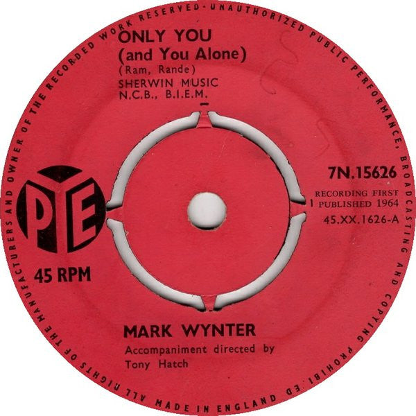 Mark Wynter : Only You (And You Alone) (7", Single)