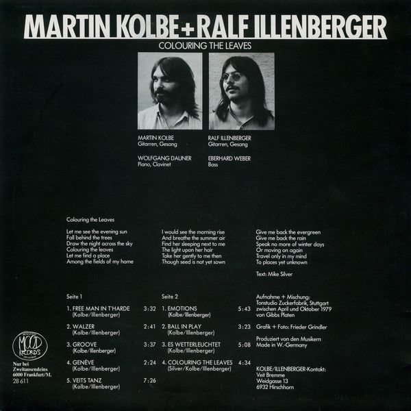Martin Kolbe + Ralf Illenberger : Colouring The Leaves (LP, Album, RE)
