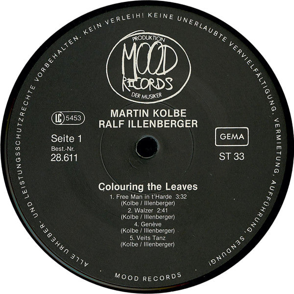 Martin Kolbe + Ralf Illenberger : Colouring The Leaves (LP, Album, RE)