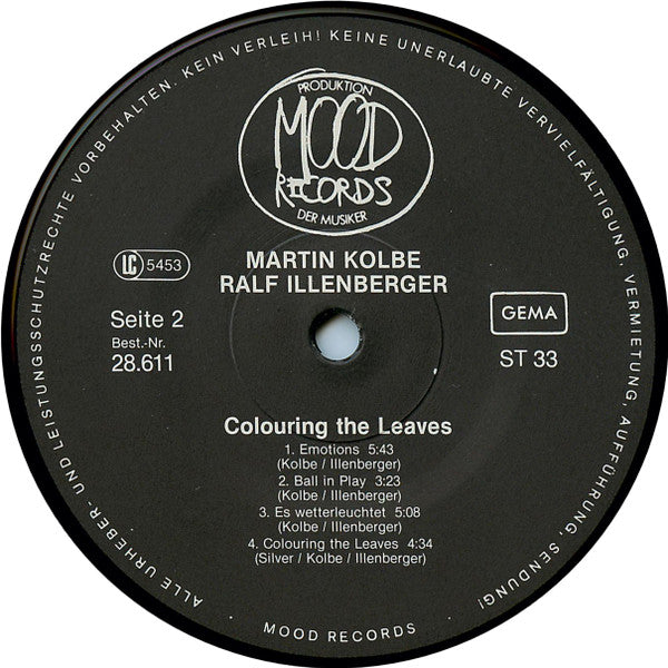 Martin Kolbe + Ralf Illenberger : Colouring The Leaves (LP, Album, RE)