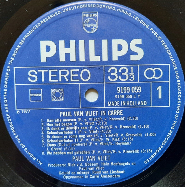 Paul van Vliet (2), Kwartet Rob van Kreeveld : In Carré (2xLP, Album)