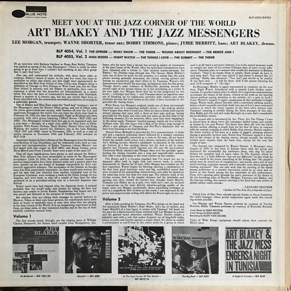 Art Blakey & The Jazz Messengers : Meet You At The Jazz Corner Of The World (Volume 1) (LP, RE)