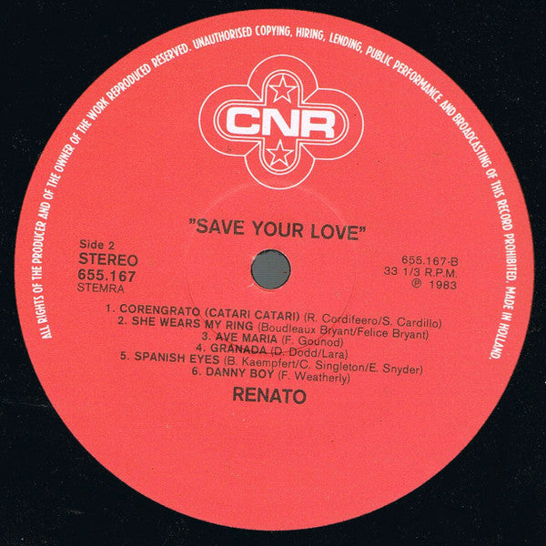 Renato Pagliari : Save Your Love (LP, Album)