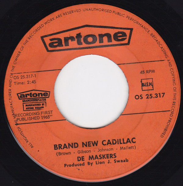De Maskers : Brand New Cadillac (7", Single, Ora)