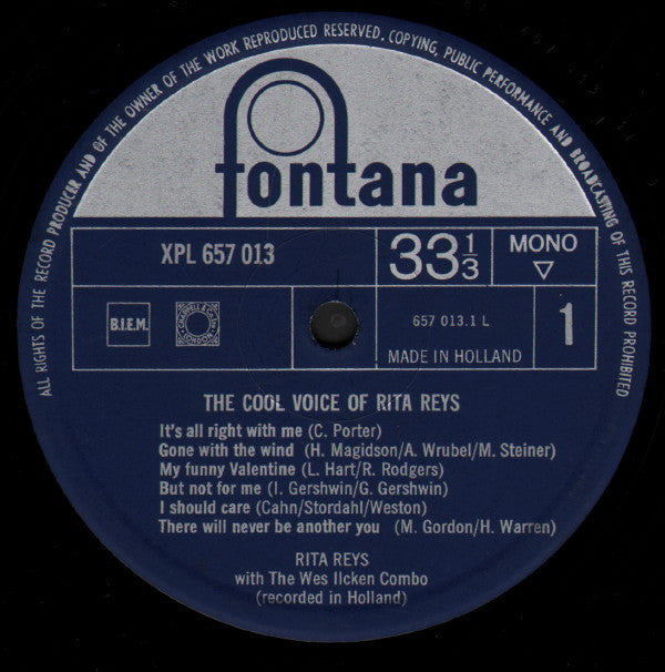 Rita Reys with Art Blakey & The Jazz Messengers and The Wessel Ilcken Combo : The Cool Voice Of Rita Reys (LP, Mono, RE)