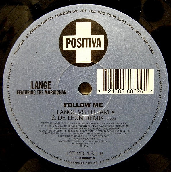 Lange Featuring The Morrighan : Follow Me (2x12")