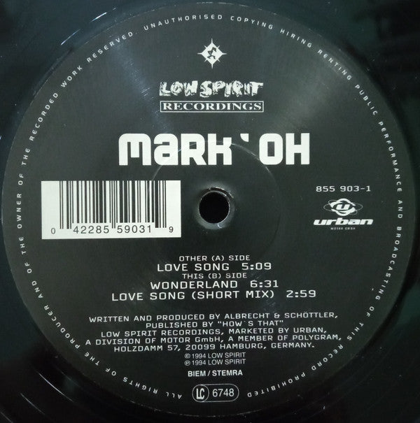 Mark 'Oh : Love Song (12")