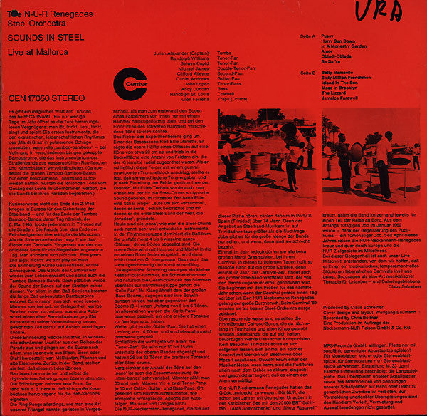 The N-U-R Renegades Steel Orchestra : Sounds In Steel (LP, Album)