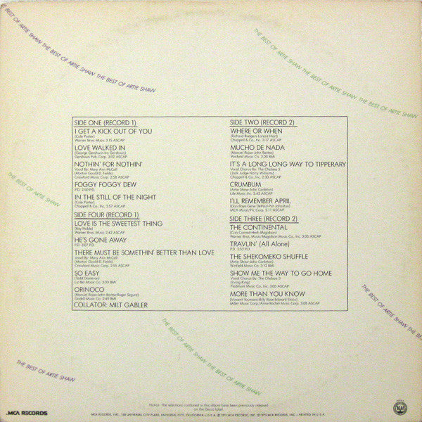 Artie Shaw : The Best Of (2xLP, Comp)