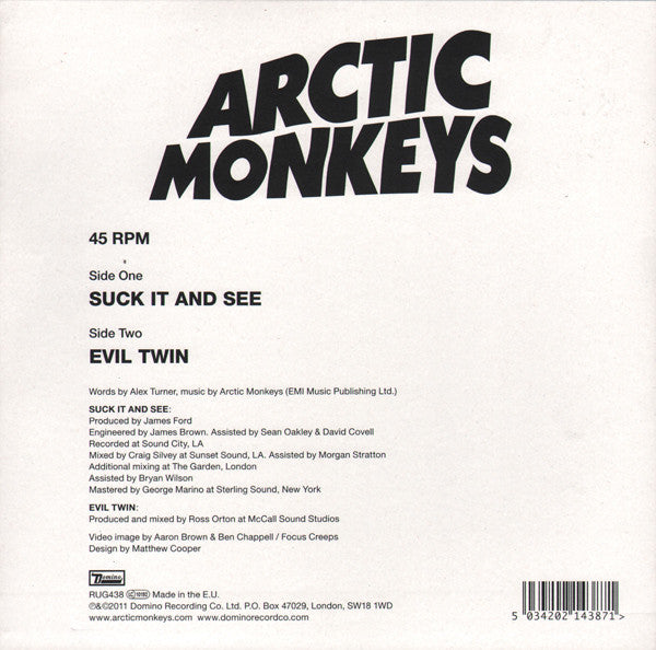 Arctic Monkeys : Suck It And See (7", Single)
