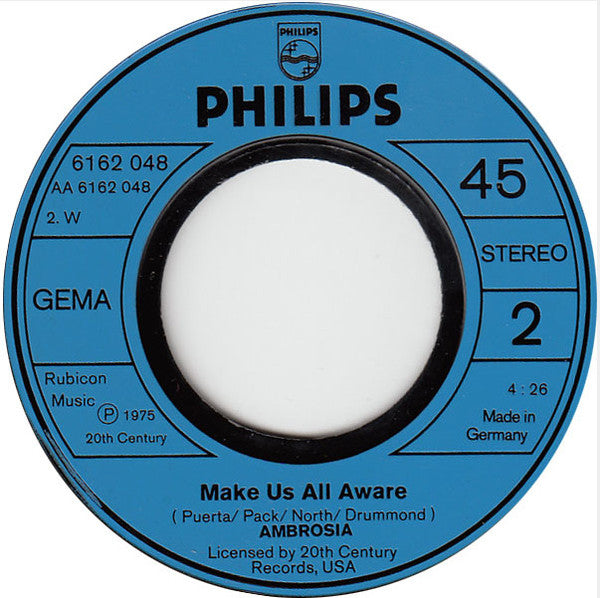 Ambrosia (2) : Holdin' On To Yesterday (7", Single)