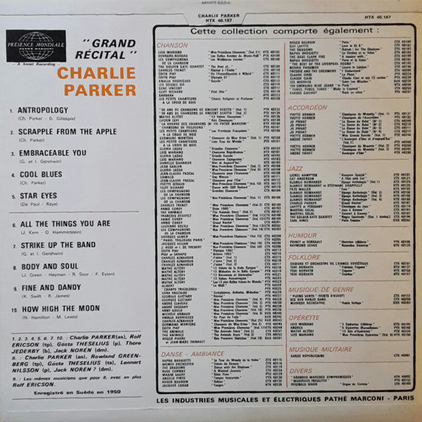 Charlie Parker : Grand Récital (LP)