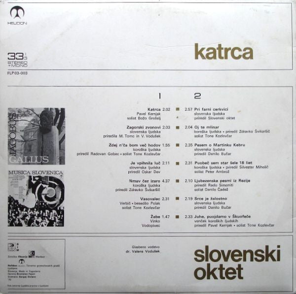 Slovenski Oktet : Katrca (LP, Album)