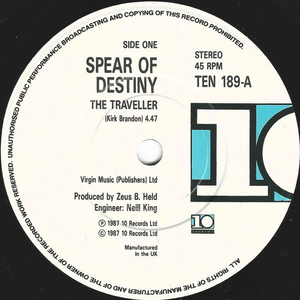 Spear Of Destiny : The Traveller (7", Single)