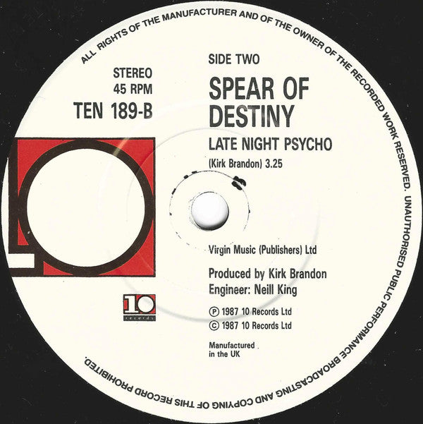 Spear Of Destiny : The Traveller (7", Single)