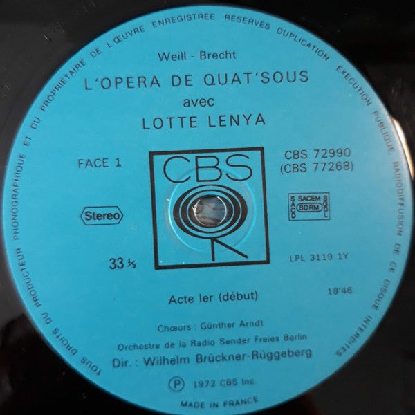 Kurt Weill, Bertolt Brecht - Lotte Lenya : Die Dreigroschenoper = The Threepenny Opera = L'opéra De Quat'sous (2xLP + Box, RE)