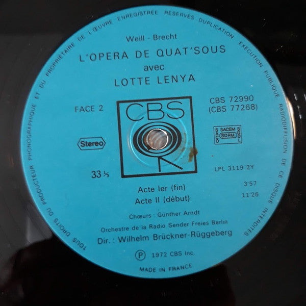 Kurt Weill, Bertolt Brecht - Lotte Lenya : Die Dreigroschenoper = The Threepenny Opera = L'opéra De Quat'sous (2xLP + Box, RE)