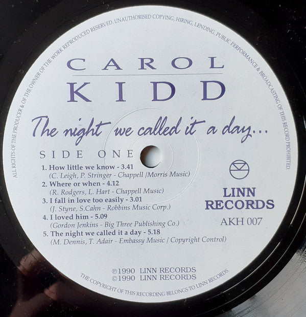 Carol Kidd : The Night We Called It A Day (LP, Album)