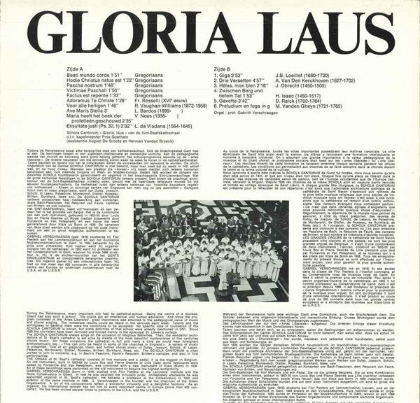 Schola Cantorum Van De Sint-Baafskathedraal Gent : Gloria Laus (Koor En Orgel In De Sint-Baafskathedraal - Gent) (LP)