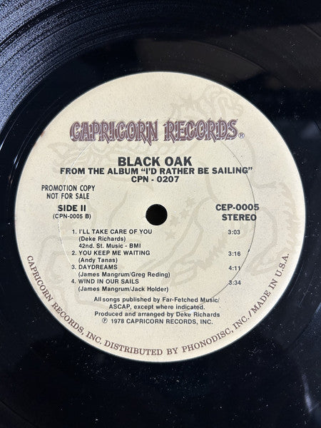 Black Oak, Cooper Brothers : From the Album Cooper Brothers CPN-0206 (Side 1) From the Album I'd Rather Be Sailing CPN-0207 (Side 2) (LP, Promo, Smplr)