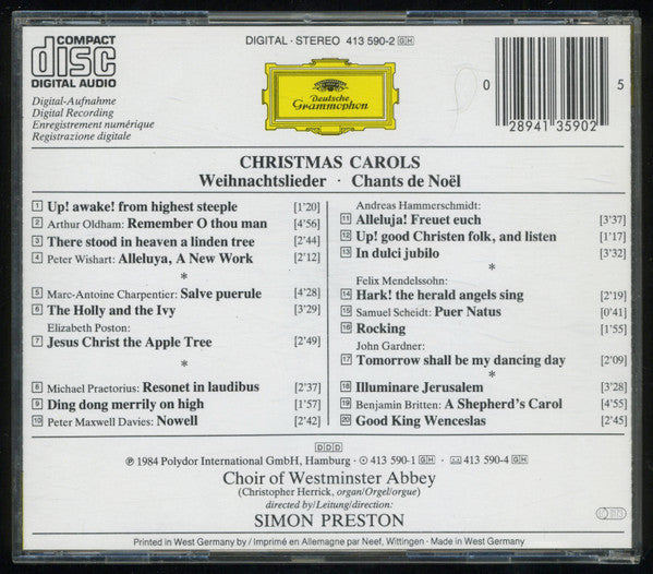 The Choir Of Westminster Abbey, Simon Preston : Christmas Carols (CD)
