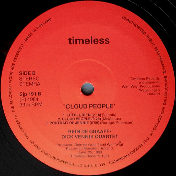 Rein De Graaff / Dick Vennik Quartet : Cloud People (LP, Album)