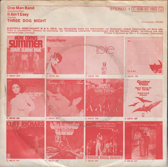 Three Dog Night : One Man Band (7", Single)